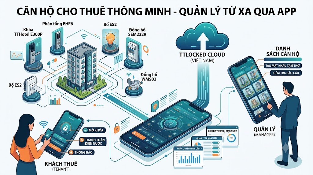 Can ho cho thue thong minh - Quan ly qua App dien thoai